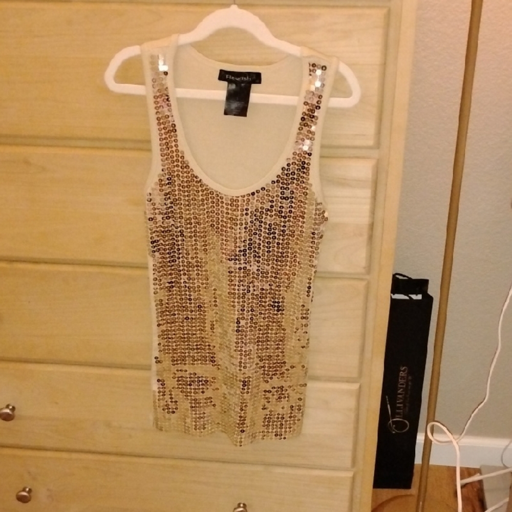 Fleurish Women's Gold Sequin Tank Top